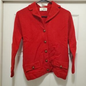 Vintage 100% Virgin CASHMERE cardigan - 1960s - Red